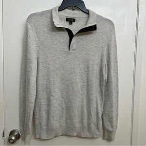 Tasso Elba Light Gray Zip Up Sweater Preppy